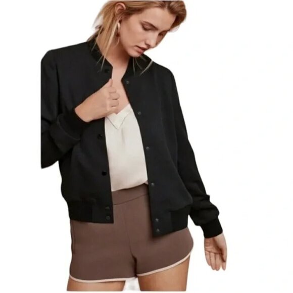 Aritzia Wilfred Poussin Bomber- Minimalist Crepe Bomber- Black-Size XS - Picture 3 of 11